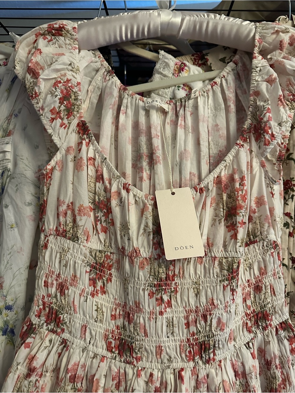 NWT $350 DOEN QUINETTE DRESS in IVORY LANTANA FLORAL Sz Medium - Picture 6 of 16